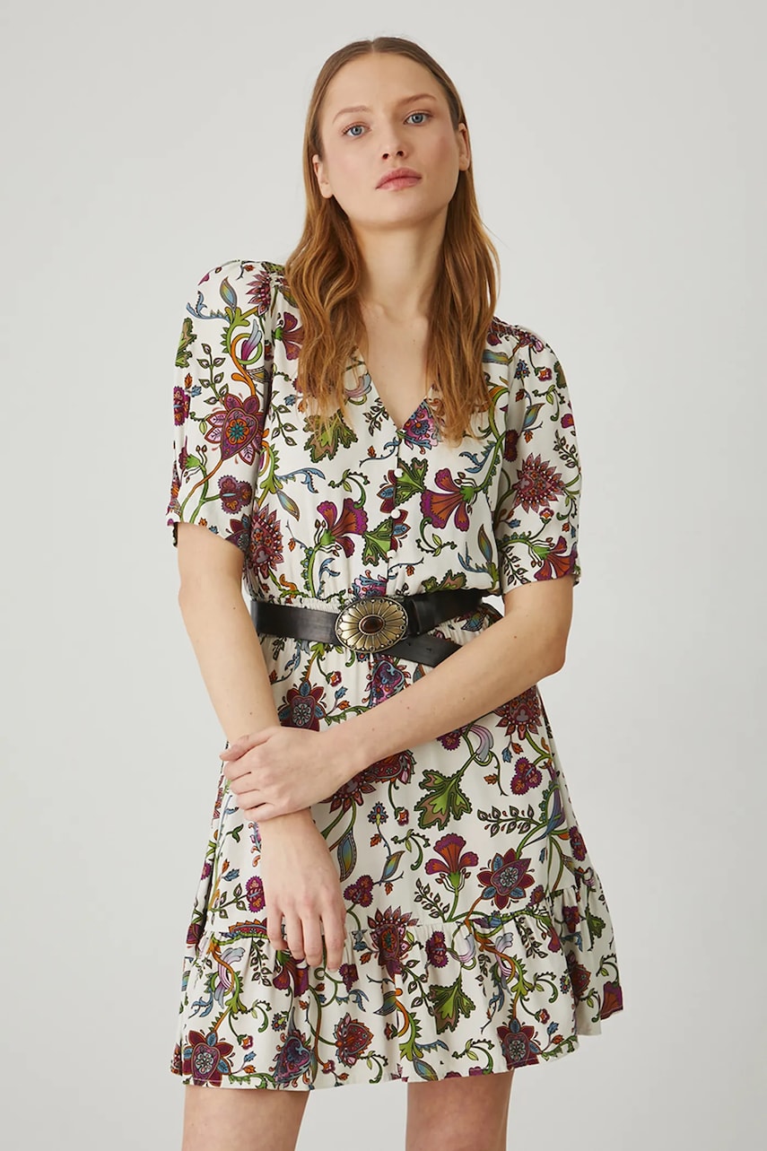 Medicine rochie culoarea bej, mini, evazată