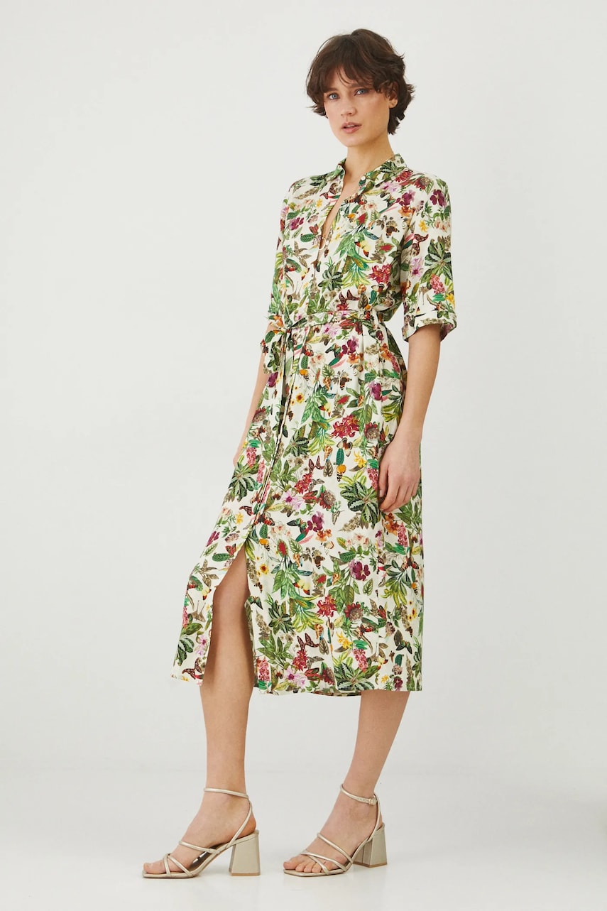 Medicine rochie culoarea bej, midi, dreaptă
