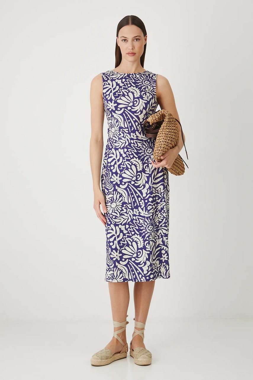 Хлопковое платье Medicine цвет синий midi облегающее