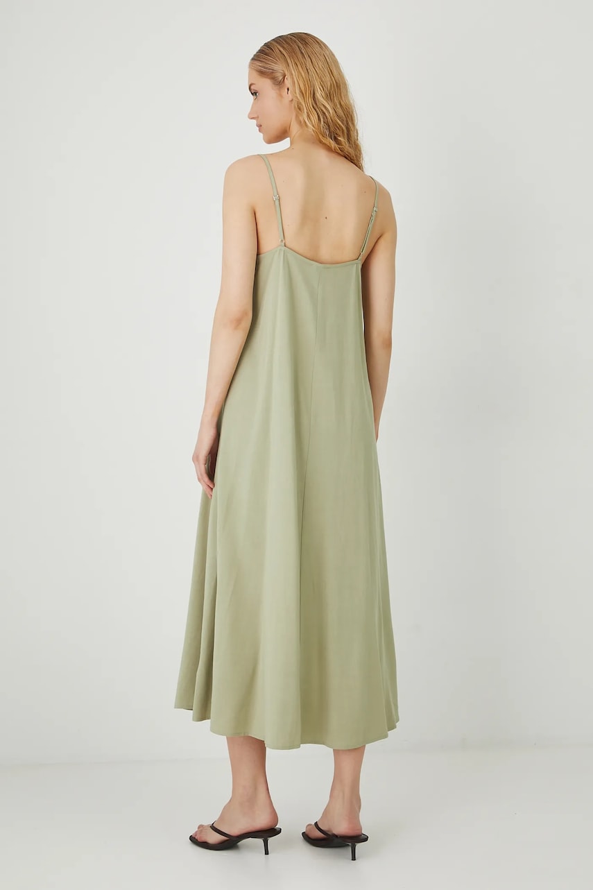 Сукня з домішкою льону Medicine колір зелений maxi oversize