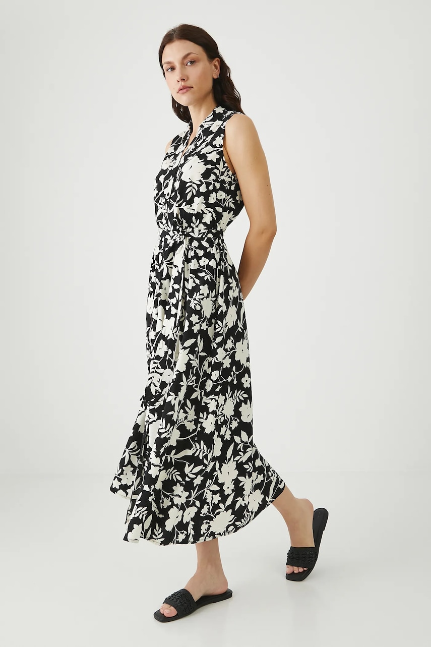 Medicine rochie culoarea negru, midi, evazati