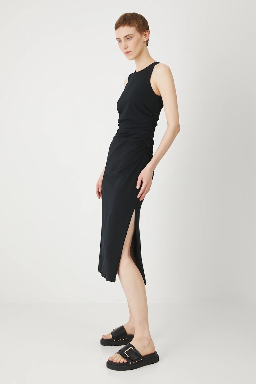 Medicine rochie culoarea negru, midi, mulata