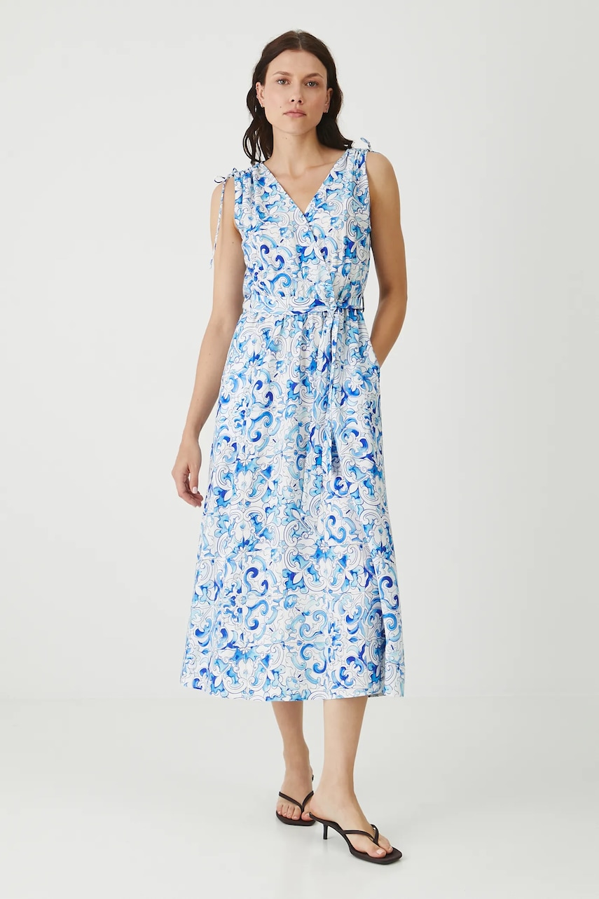 Medicine rochie culoarea alb, midi, evazati