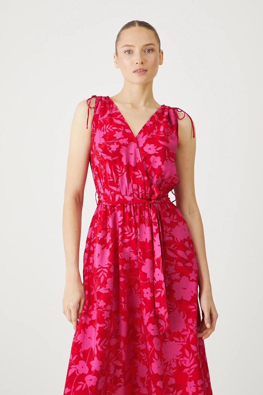 Medicine rochie culoarea rosu, midi, evazati