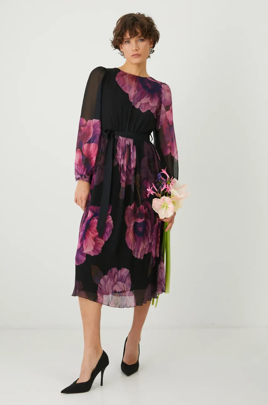 Medicine rochie culoarea negru, midi, evazată