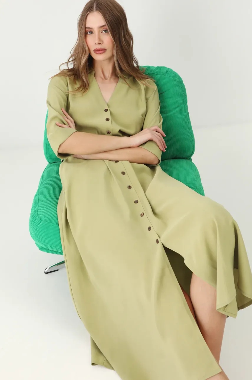 Medicine rochie culoarea verde, midi, evazati