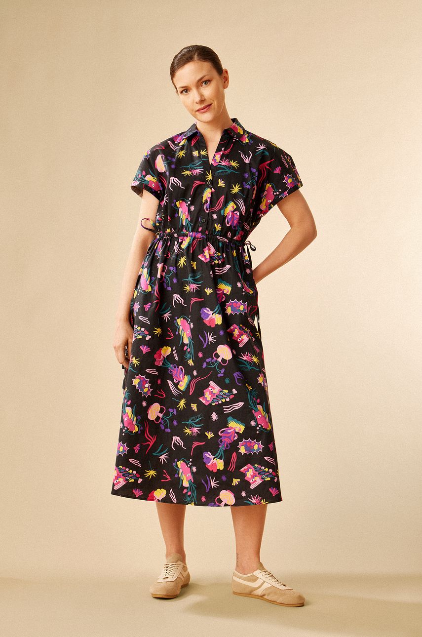Medicine rochie culoarea negru, midi, evazati