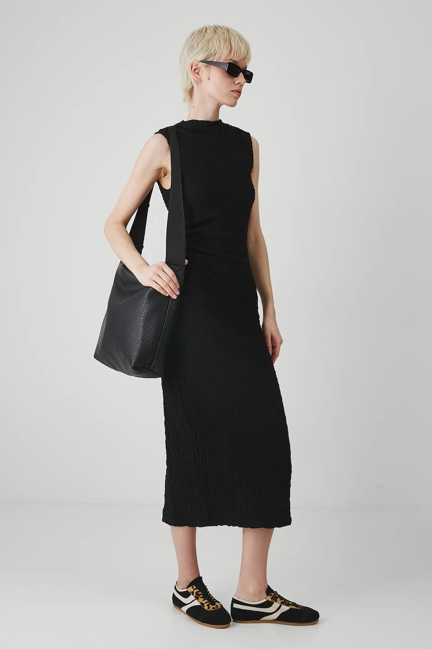 Medicine rochie culoarea negru, midi, mulată