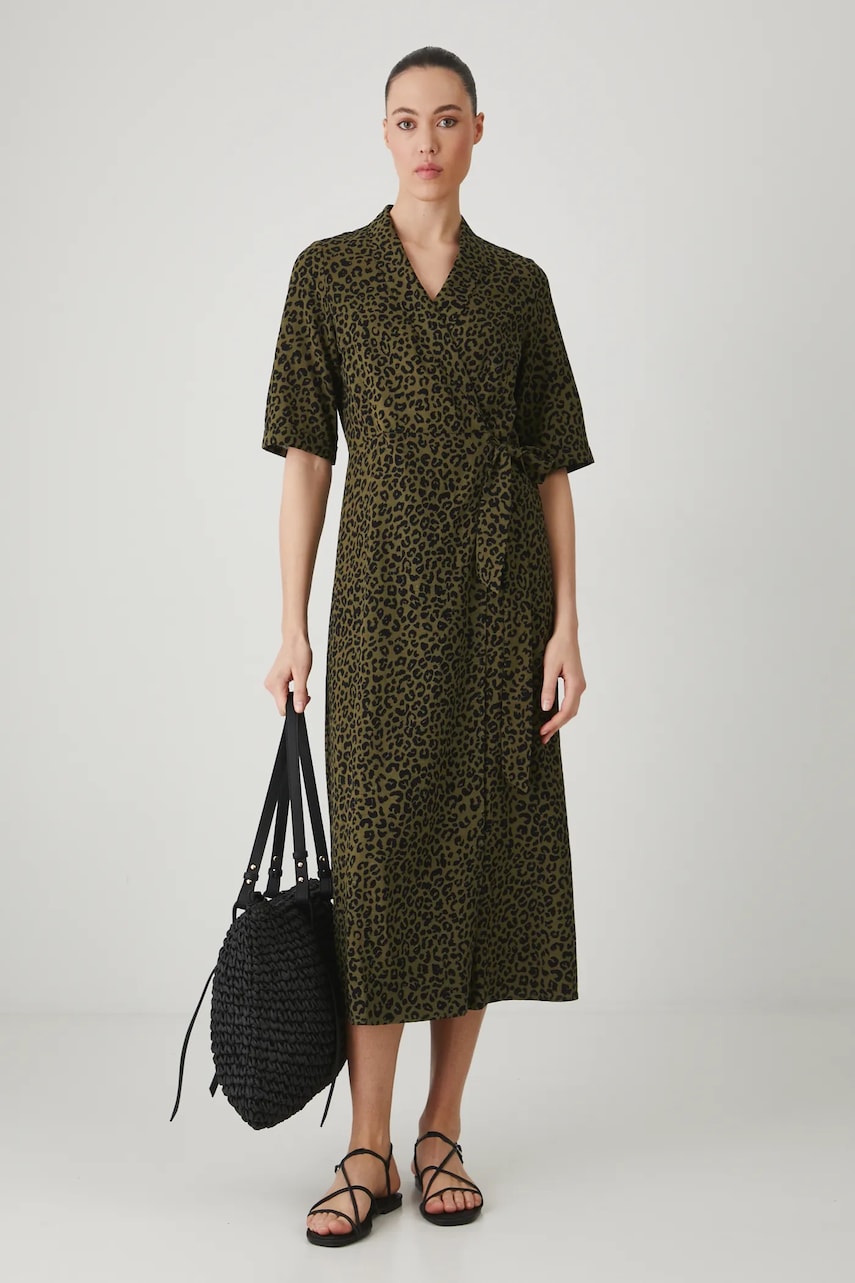 Medicine rochie din amestec de in culoarea verde, midi, evazati Medicine rochie din amestec de in culoarea verde, midi, evazati