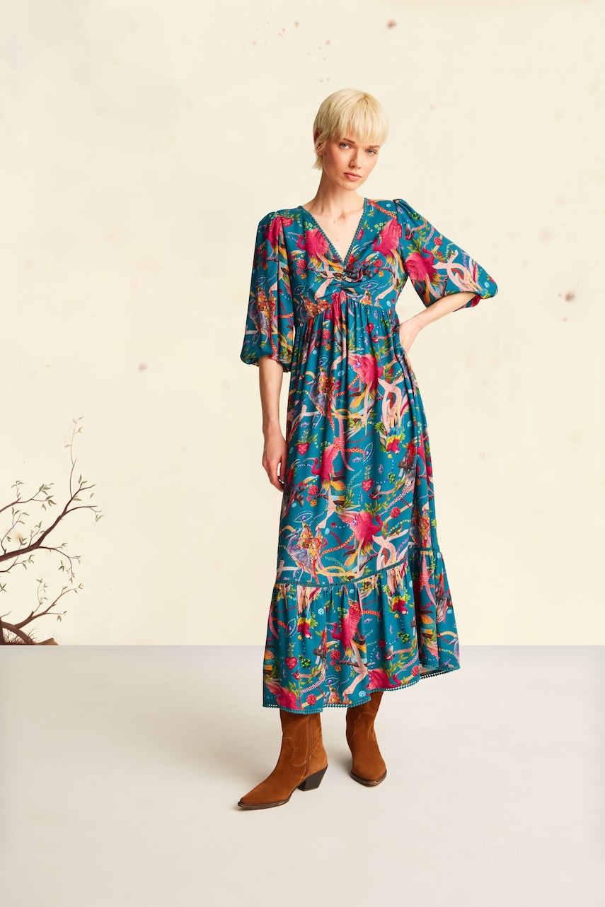 rochie culoarea verde, maxi, evazată
