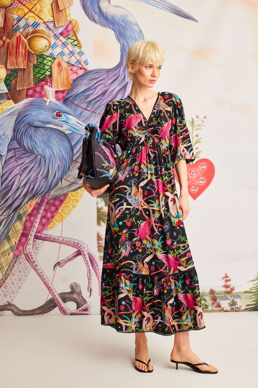 rochie culoarea negru, maxi, evazată