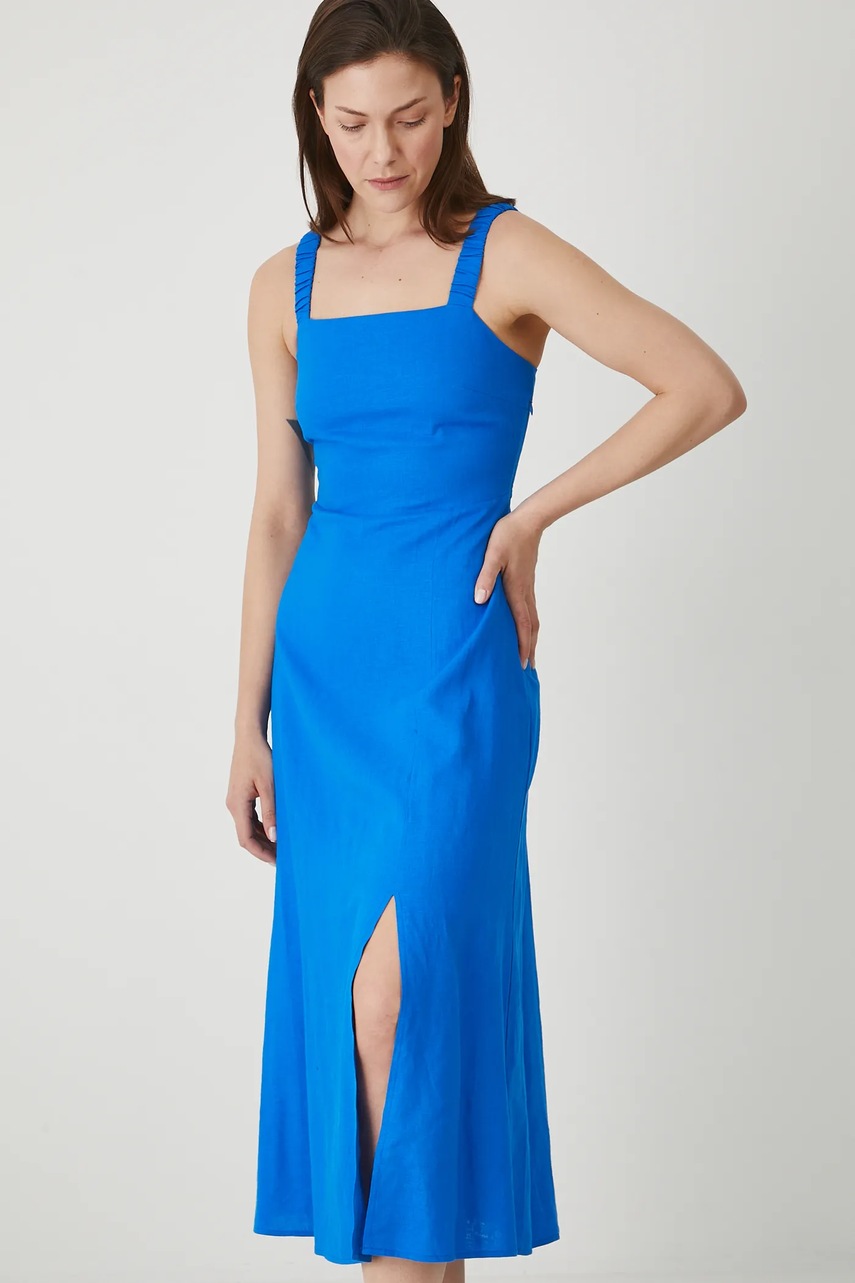 Medicine rochie din in midi, evazată