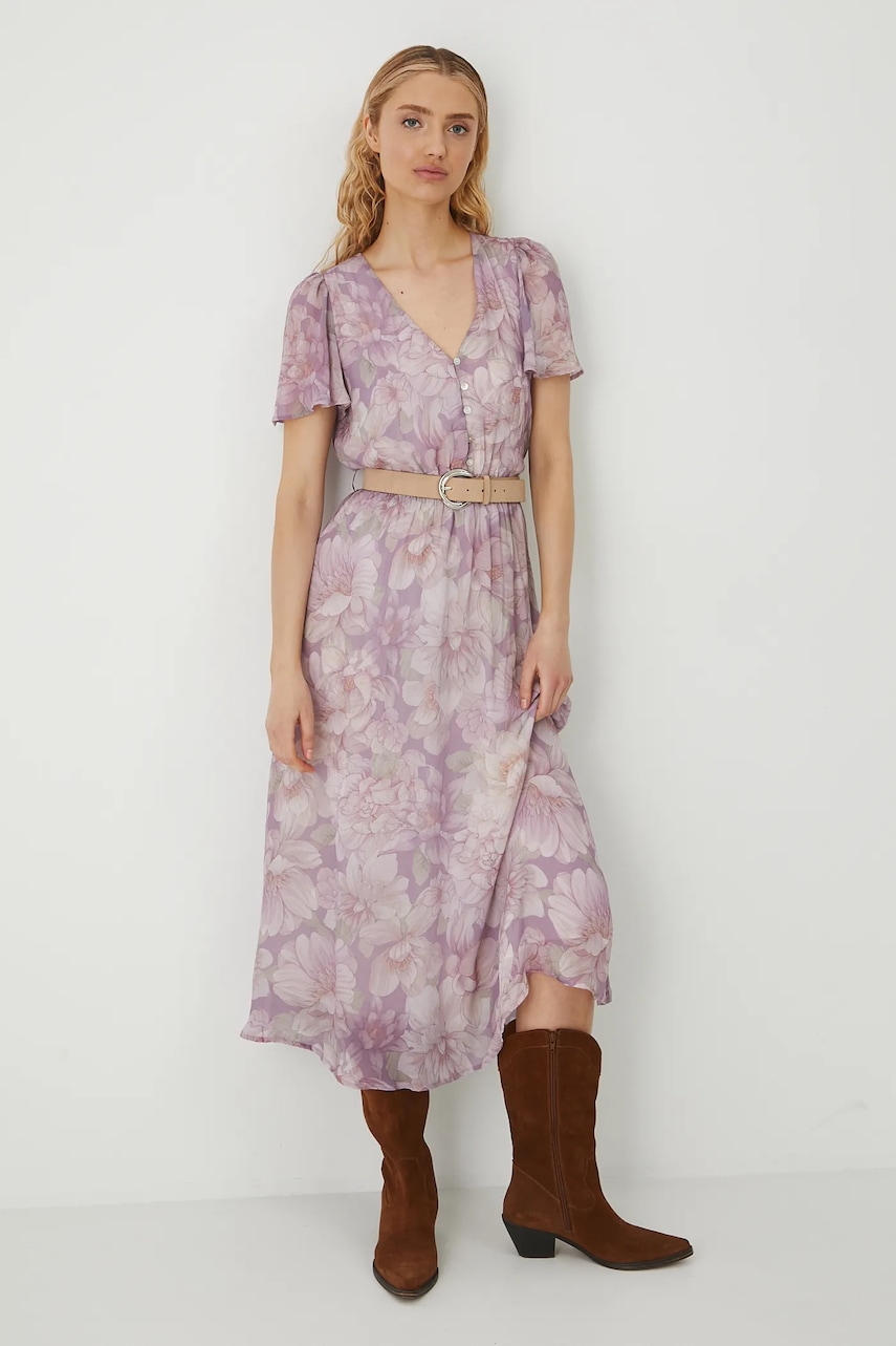 Medicine rochie culoarea roz, maxi, evazată