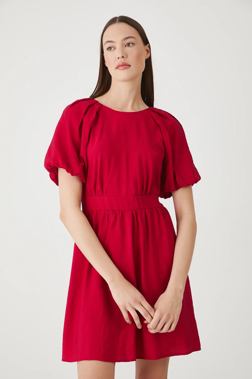 Medicine rochie culoarea rosu, mini, evazată