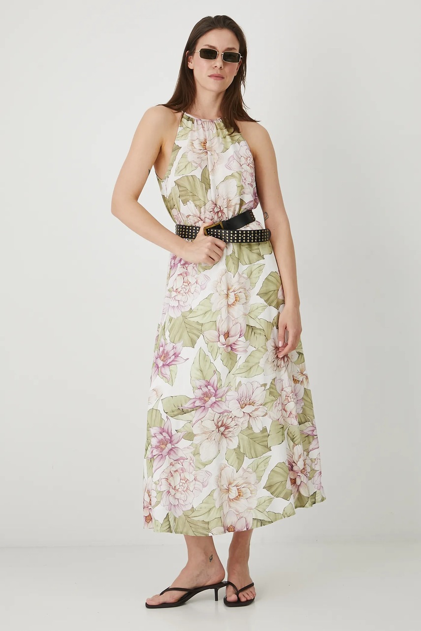 Платье Medicine цвет белый maxi расклешённая