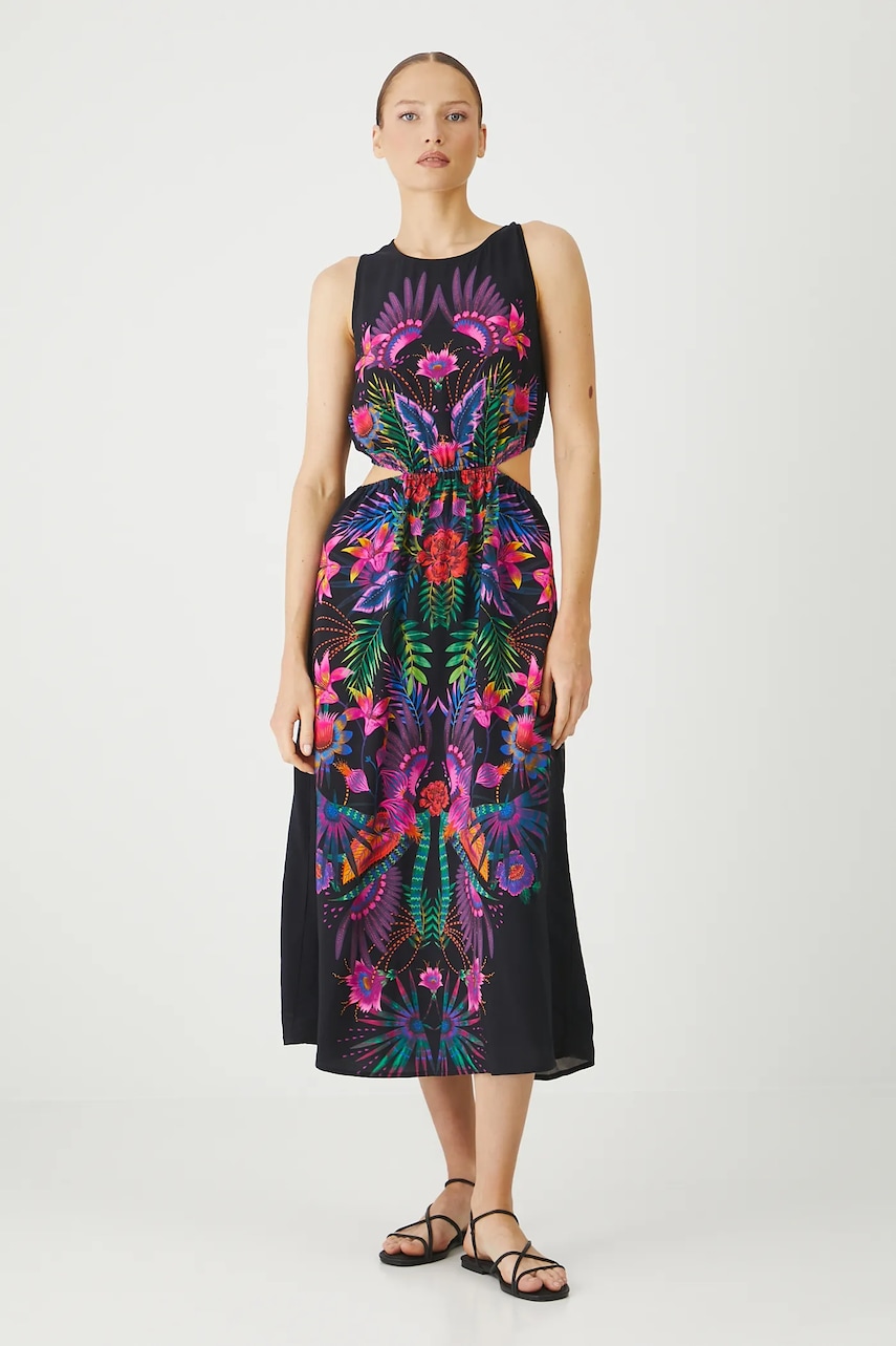 Medicine rochie culoarea negru, midi, evazată