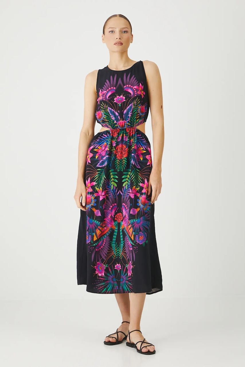 Medicine rochie culoarea negru, midi, evazată