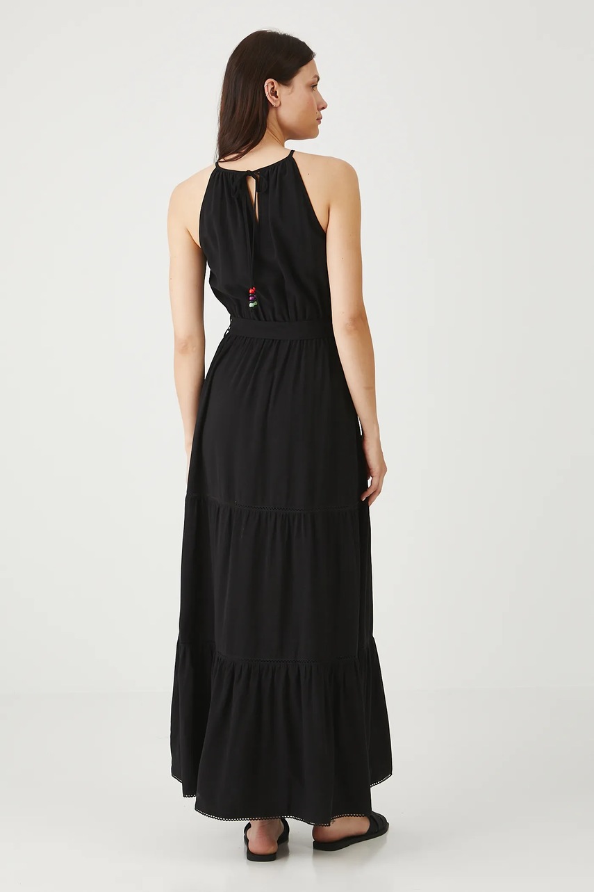 Платье с примесью шелка Medicine цвет чёрный maxi расклешённая