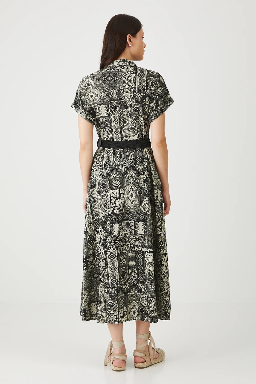 Платье с примесью шелка Medicine цвет чёрный midi расклешённая