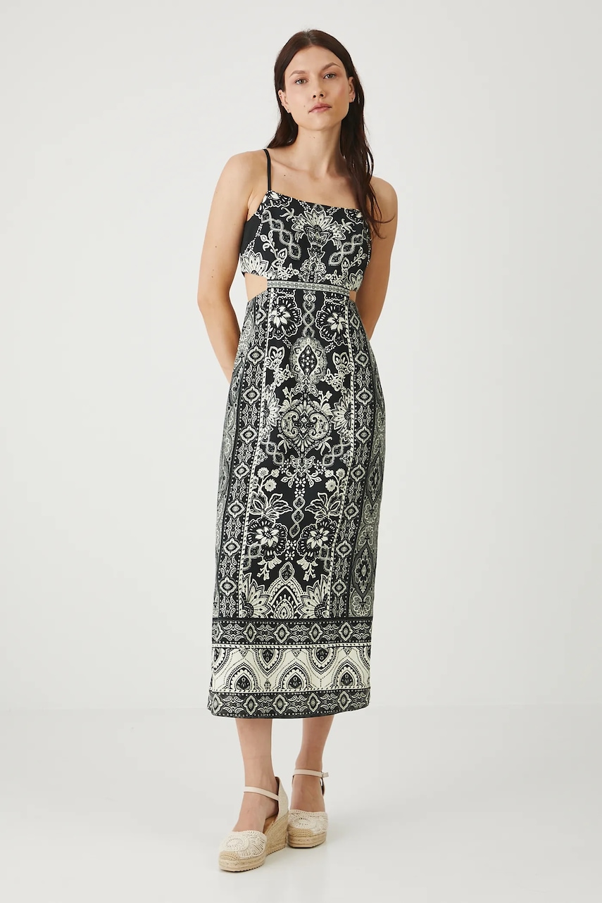 Medicine rochie din amestec de in culoarea negru, midi, mulata