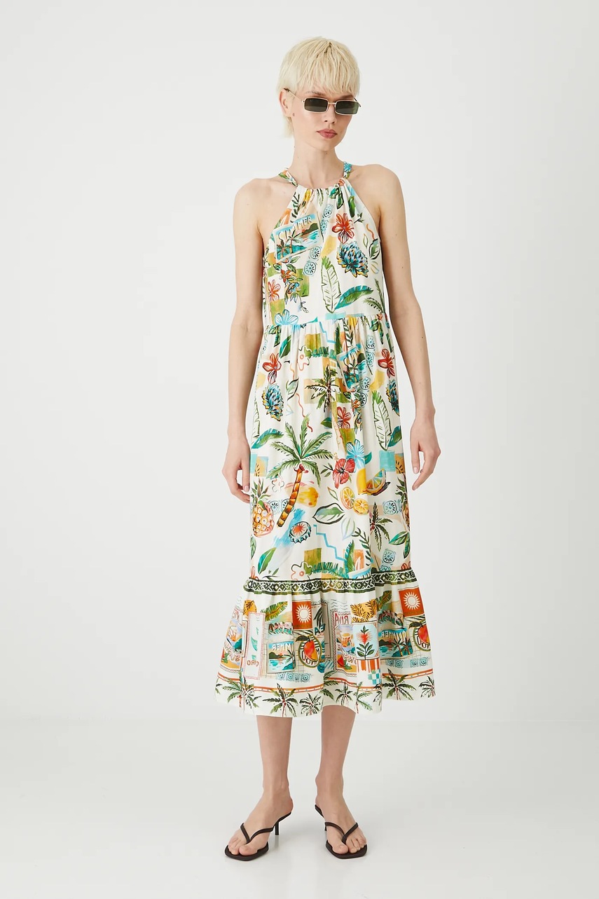 Платье Medicine цвет бежевый midi расклешённая