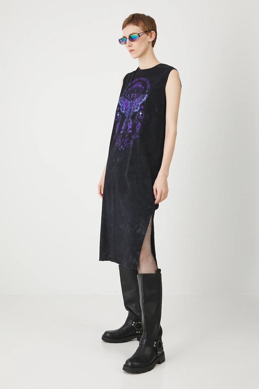 Medicine rochie culoarea negru, midi, drept