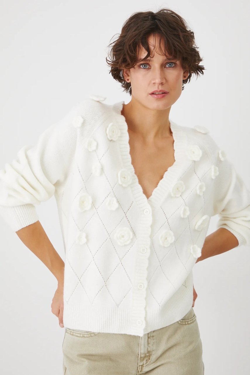 Medicine cardigan femei, culoarea bej, călduros Medicine cardigan femei, culoarea bej, călduros