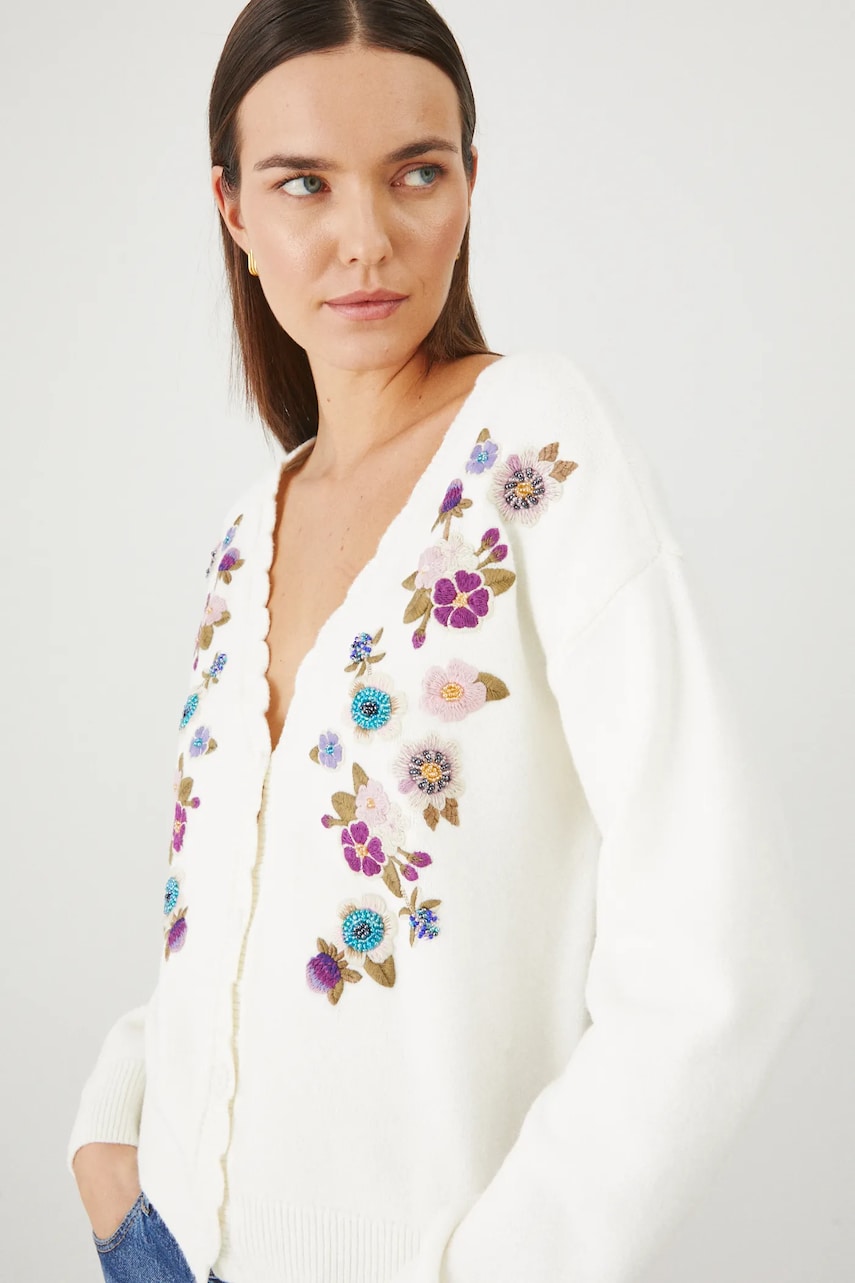 Medicine cardigan din amestec de lana femei, culoarea bej, light Medicine cardigan din amestec de lana femei, culoarea bej, light