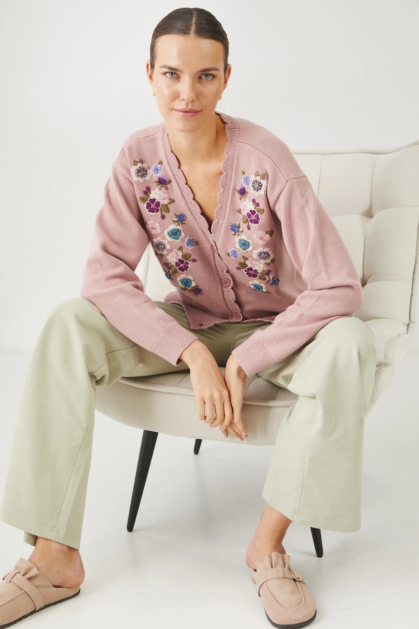 Medicine cardigan din amestec de lana femei, culoarea roz, light