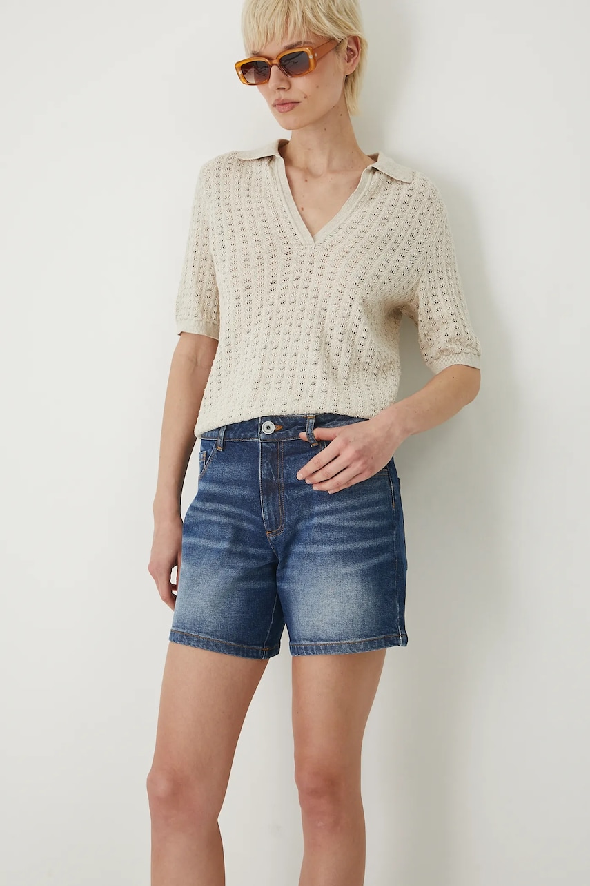 Medicine pantaloni scurti jeans femei, neted, medium waist