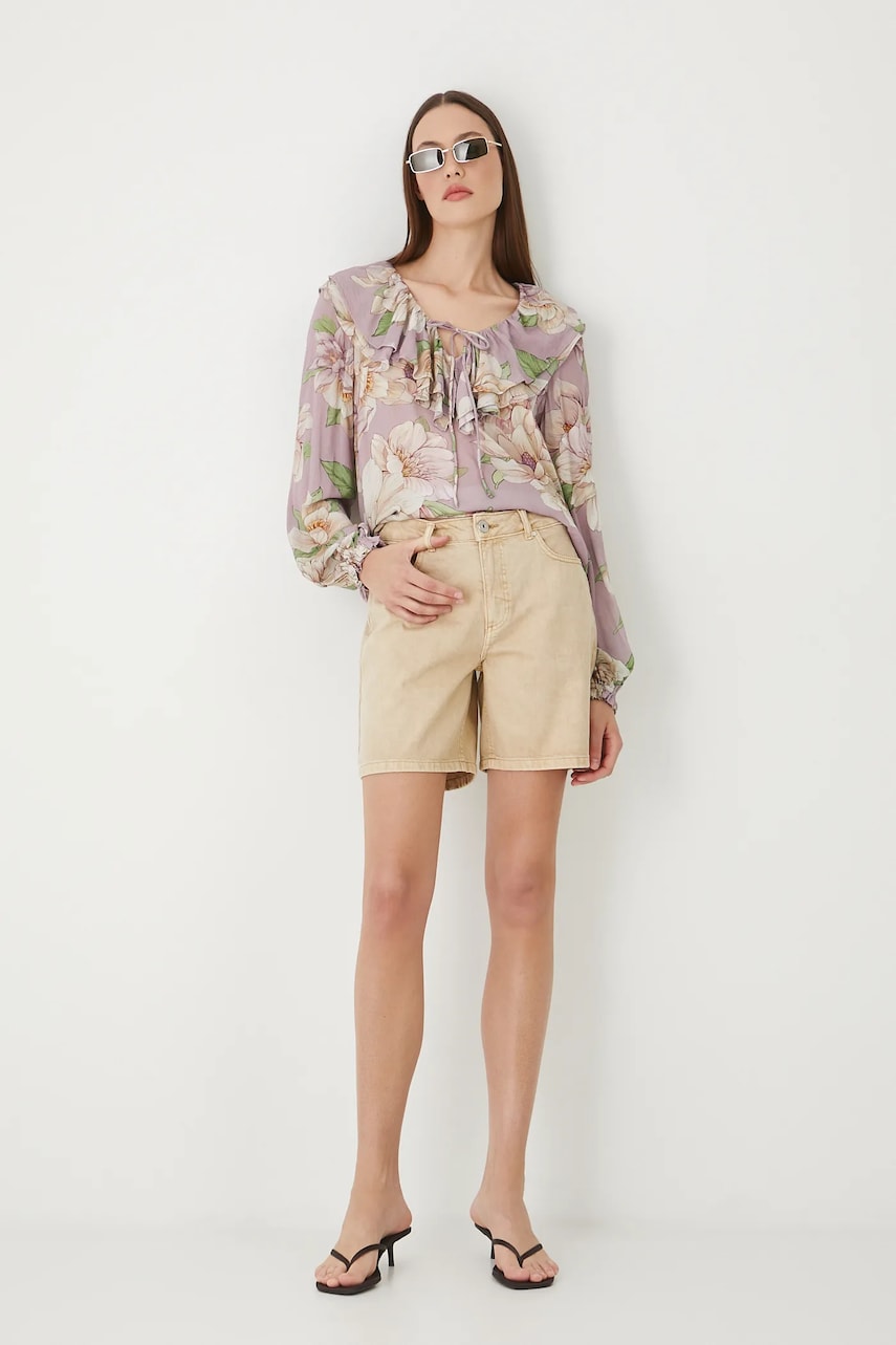 Medicine pantaloni scurti din bumbac neted, medium waist Medicine pantaloni scurti din bumbac neted, medium waist