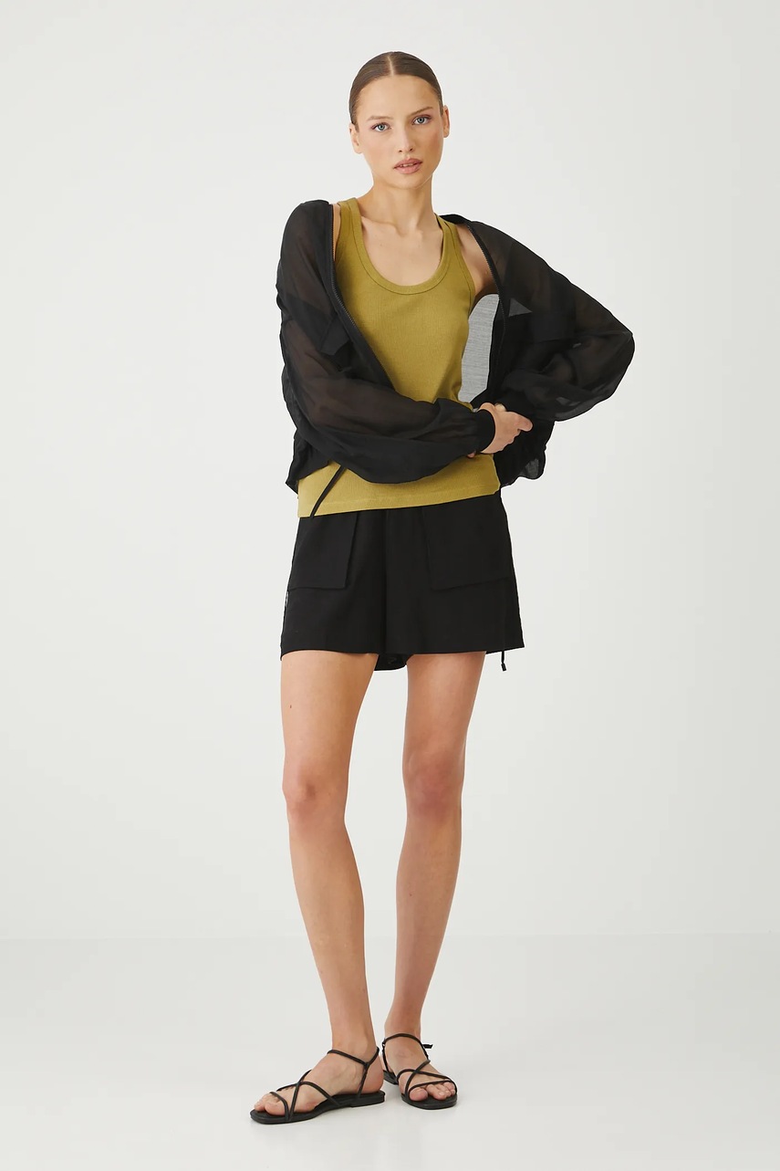 Льняные шорты Medicine цвет чёрный однотонная высокая посадка