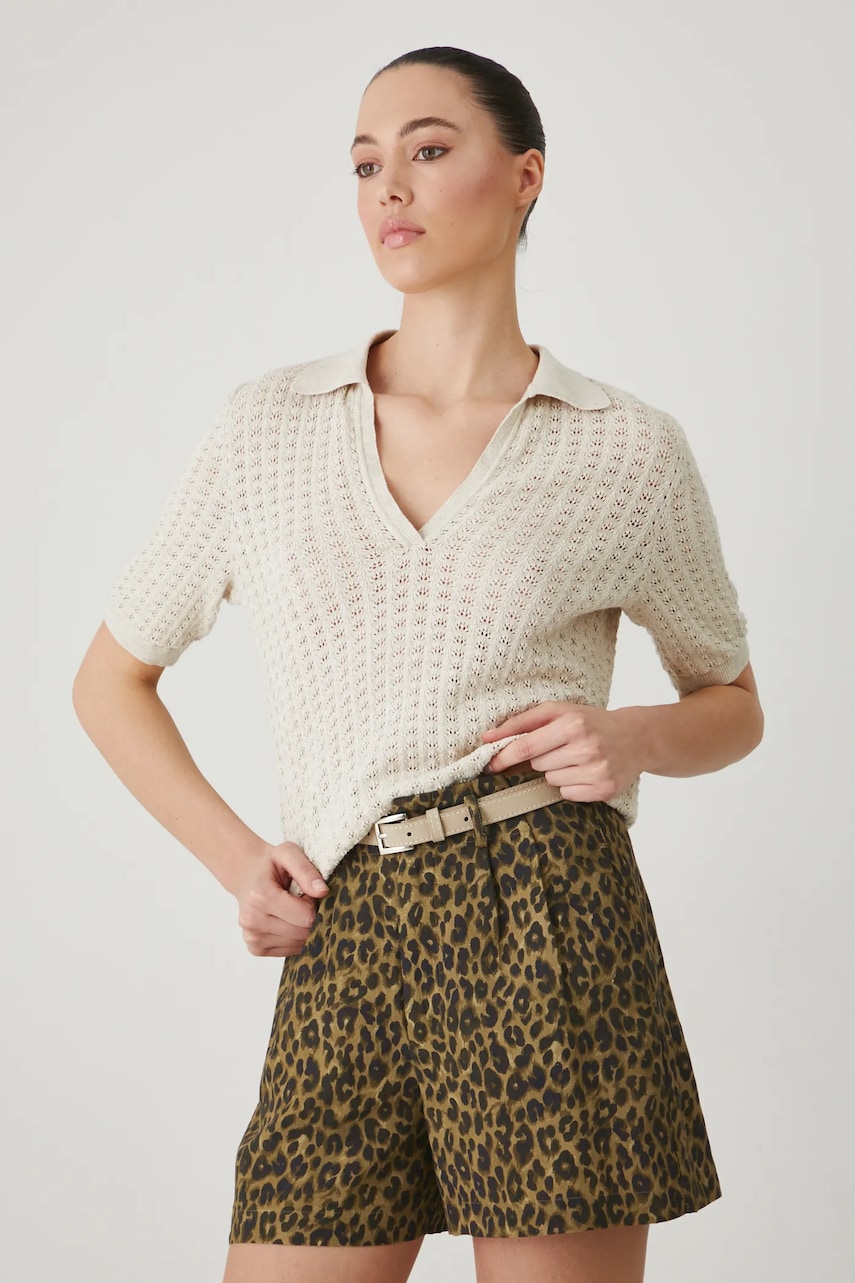 Medicine pantaloni scurți din amestec de in modelator, high waist