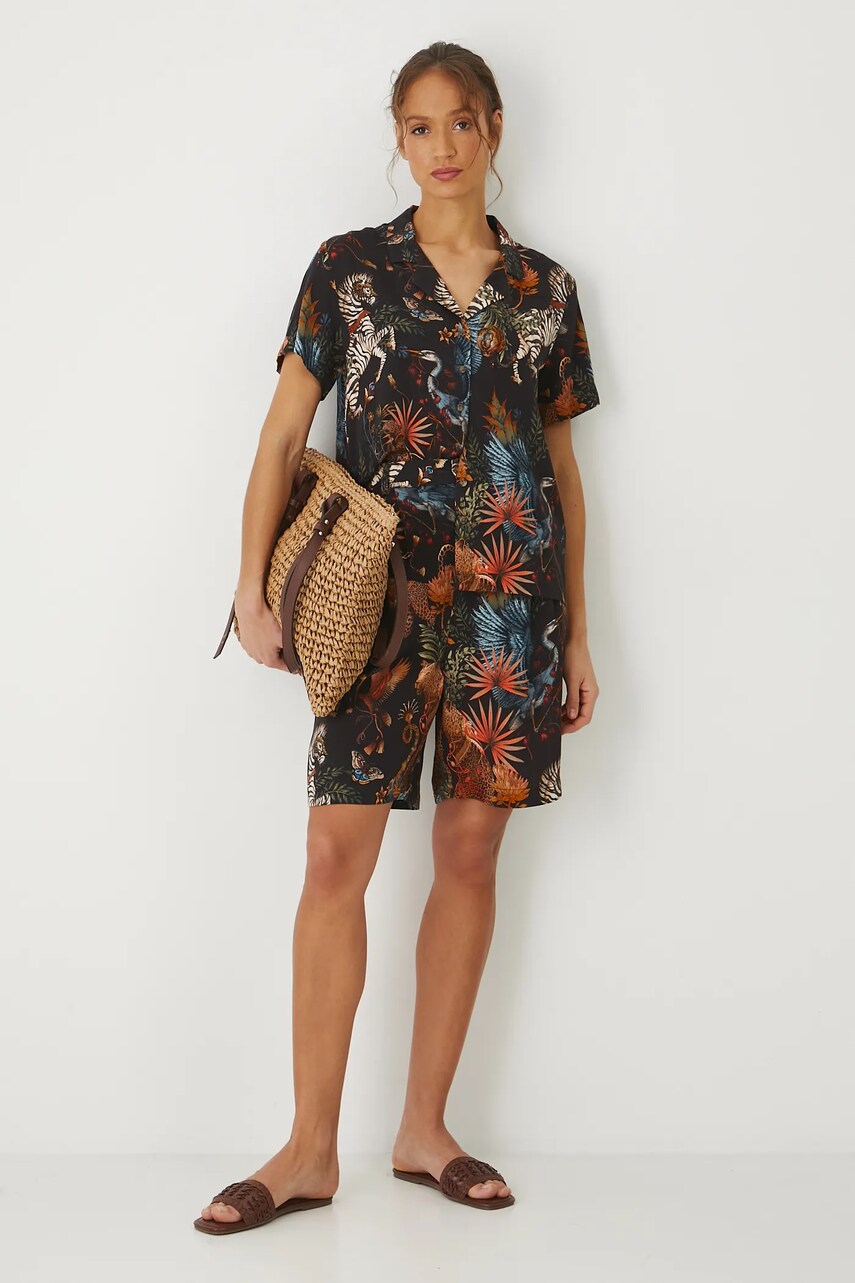 Medicine pantaloni scurti femei, culoarea negru, modelator, high waist