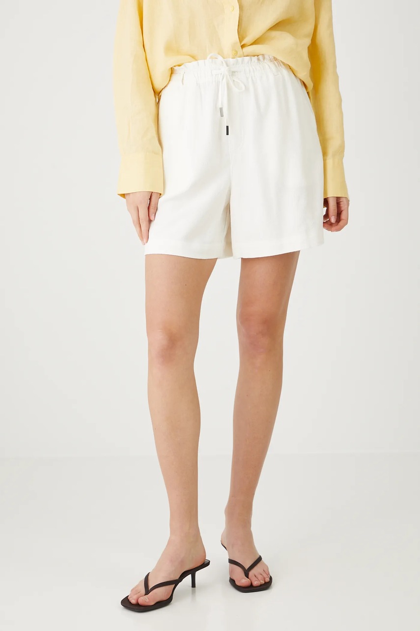 Шорты с примесью льна Medicine цвет бежевый однотонная средняя посадка