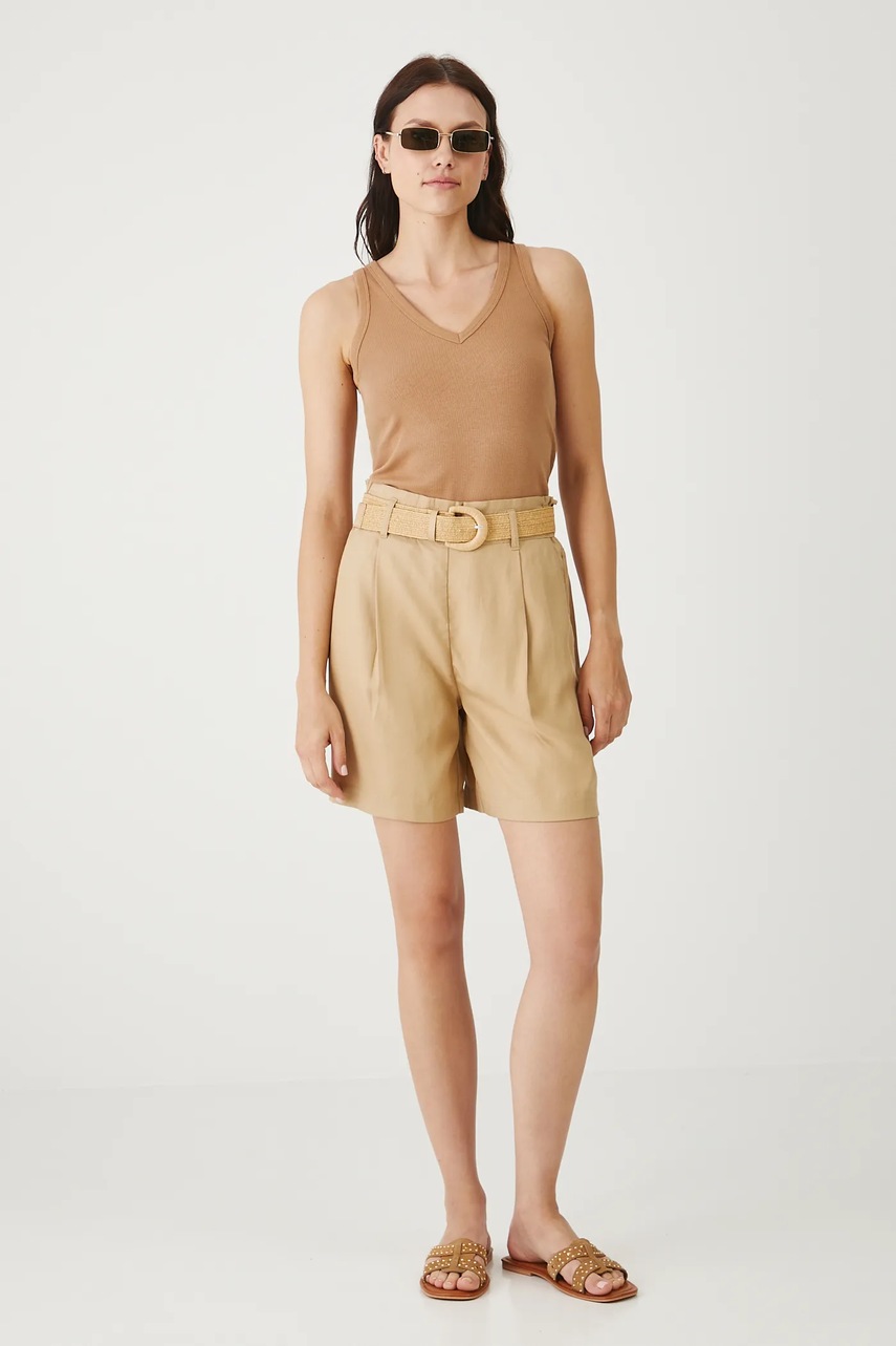 Шорты Medicine цвет бежевый однотонная высокая посадка