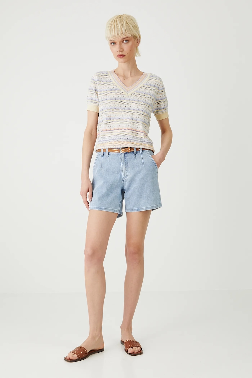 Medicine pantaloni scurti jeans neted, high waist