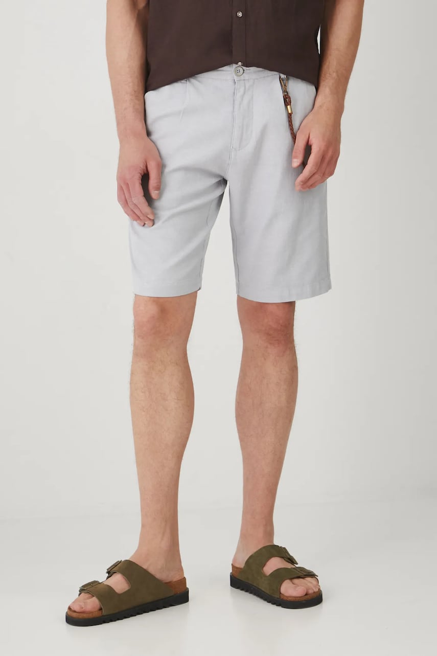 Medicine pantaloni scurti din in barbati, culoarea gri, melanj Medicine pantaloni scurti din in barbati, culoarea gri, melanj