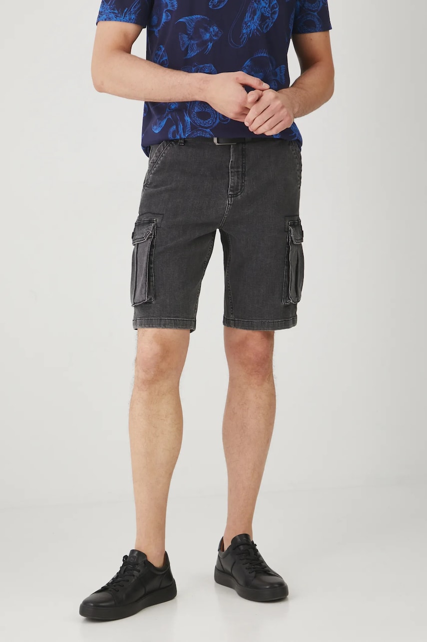 Medicine pantaloni scurti jeans culoarea gri