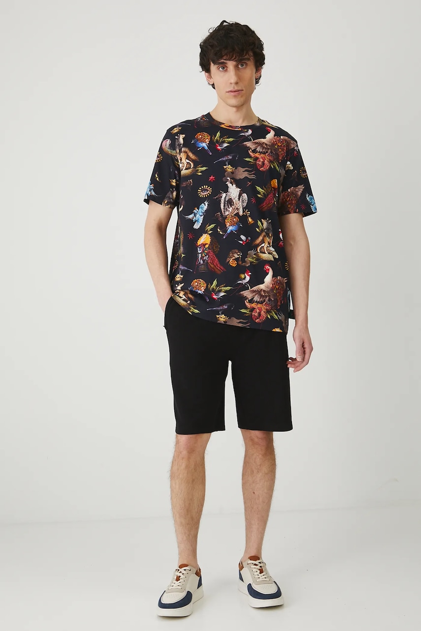 Medicine pantaloni scurti din bumbac barbati, culoarea negru