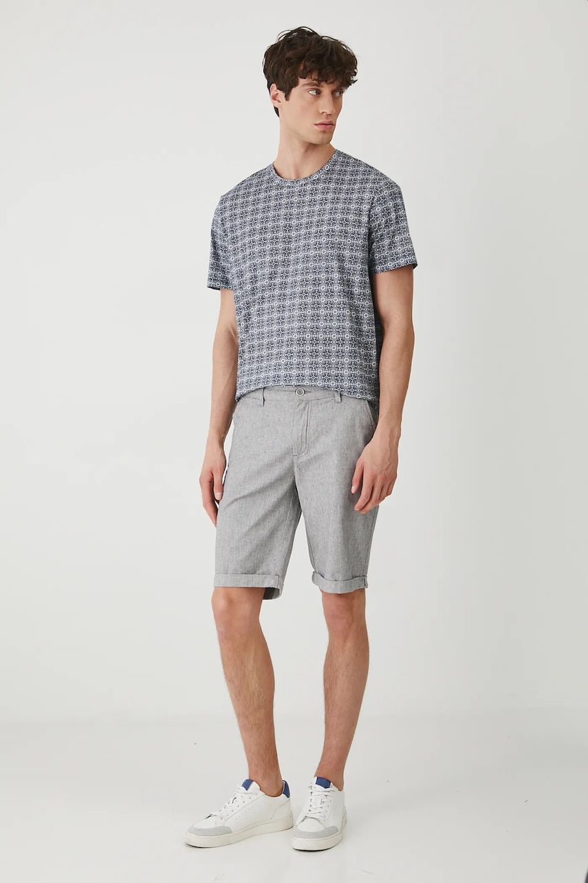 Medicine pantaloni scurți din amestec de in culoarea gri, melanj Medicine pantaloni scurți din amestec de in culoarea gri, melanj
