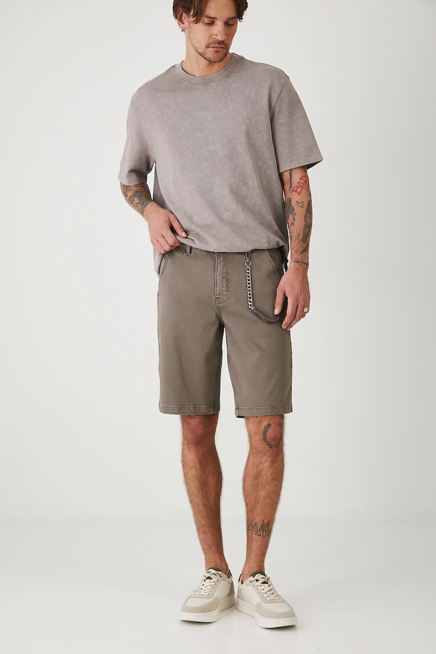 Medicine pantaloni scurti jeans barbati, culoarea verde