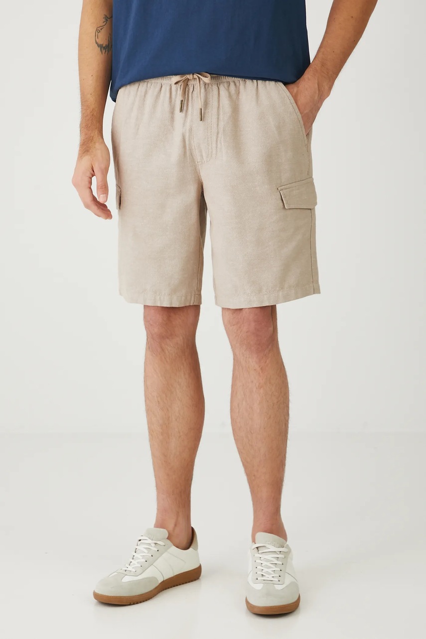 Льняные шорты Medicine цвет бежевый меланж
