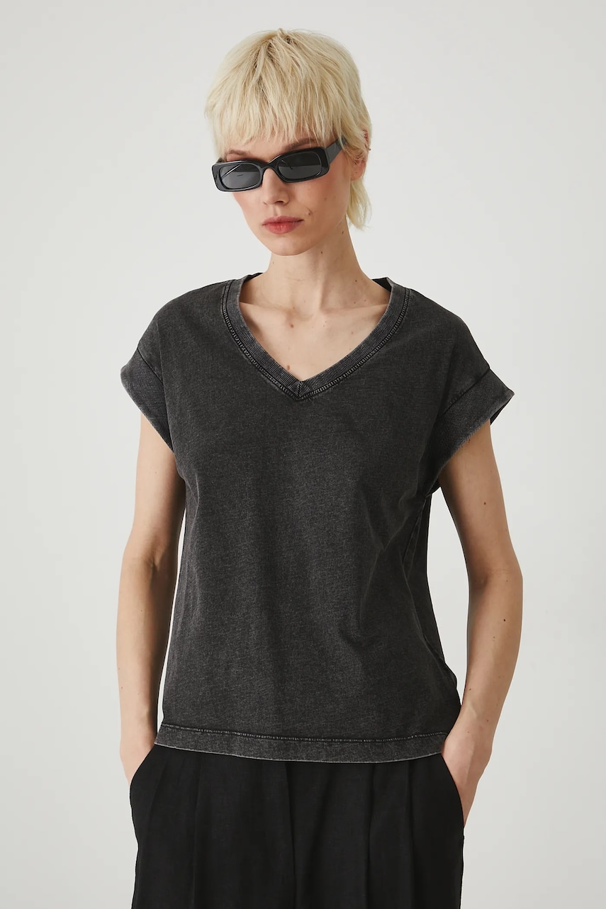 Medicine tricou din bumbac femei, culoarea gri