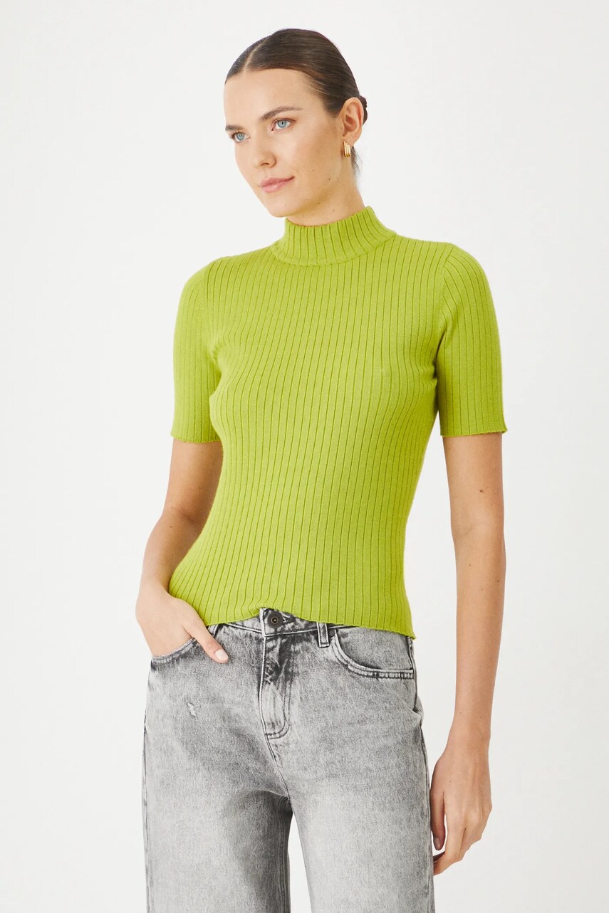 Medicine tricou femei, culoarea verde, cu turtleneck