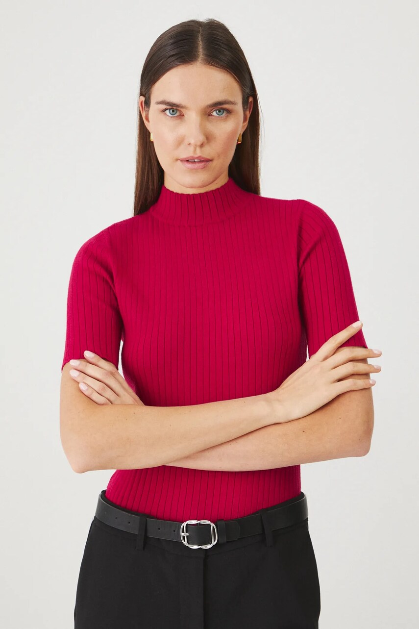 Medicine tricou femei, culoarea rosu, cu turtleneck