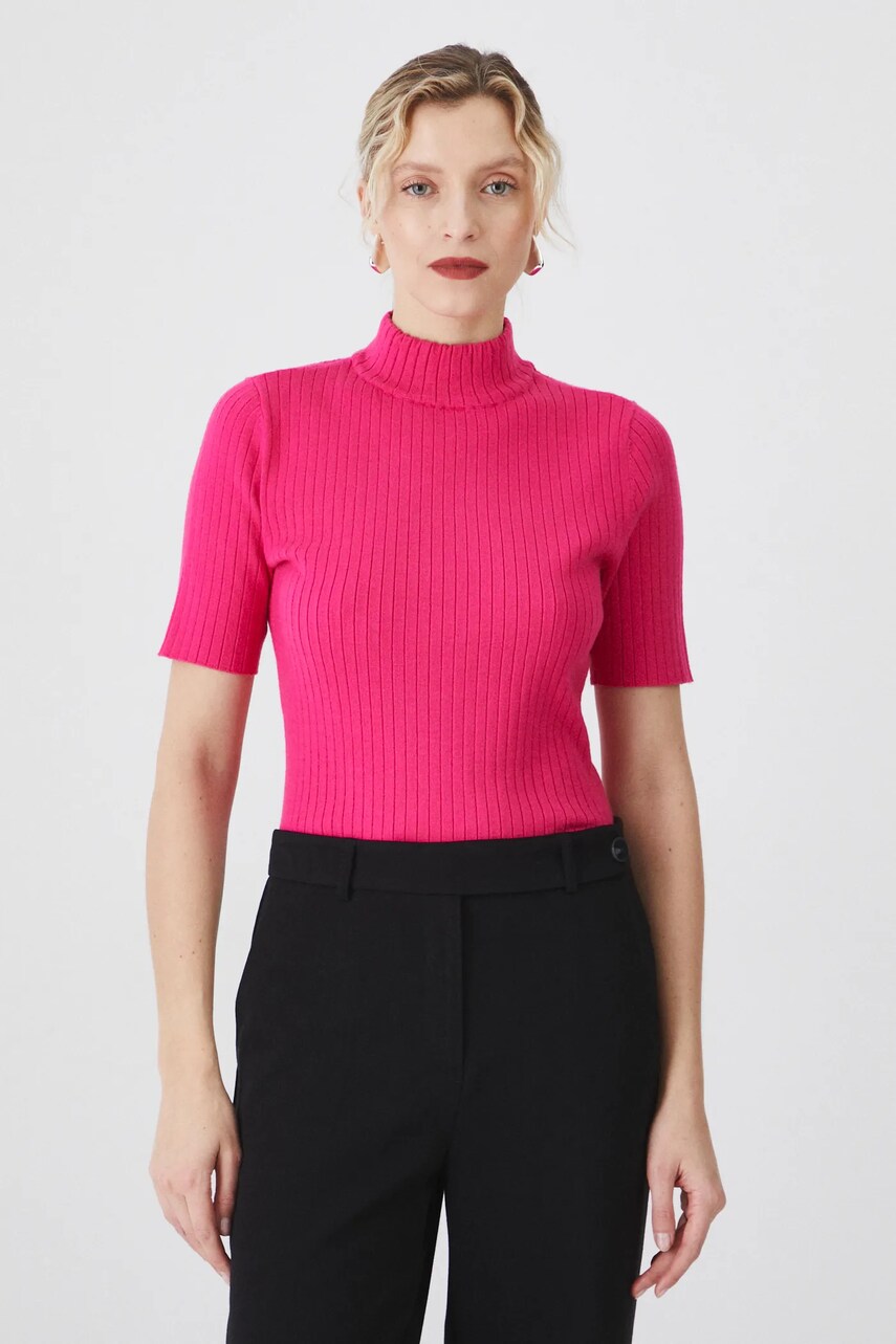 Medicine tricou femei, culoarea roz, cu turtleneck