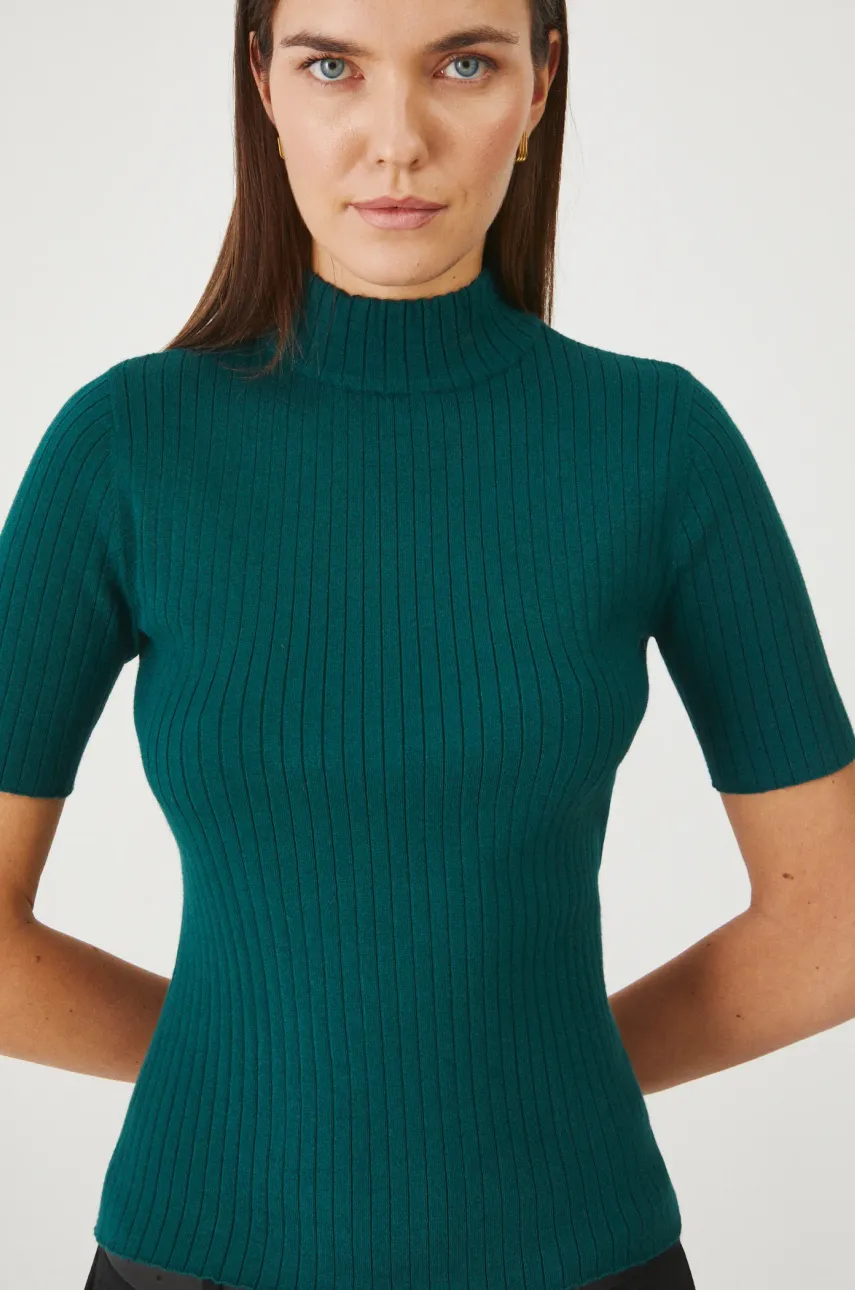 Medicine tricou femei, culoarea verde, cu turtleneck