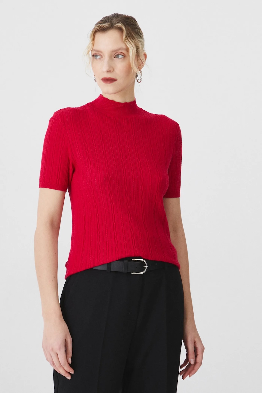 Medicine tricou culoarea rosu, cu turtleneck