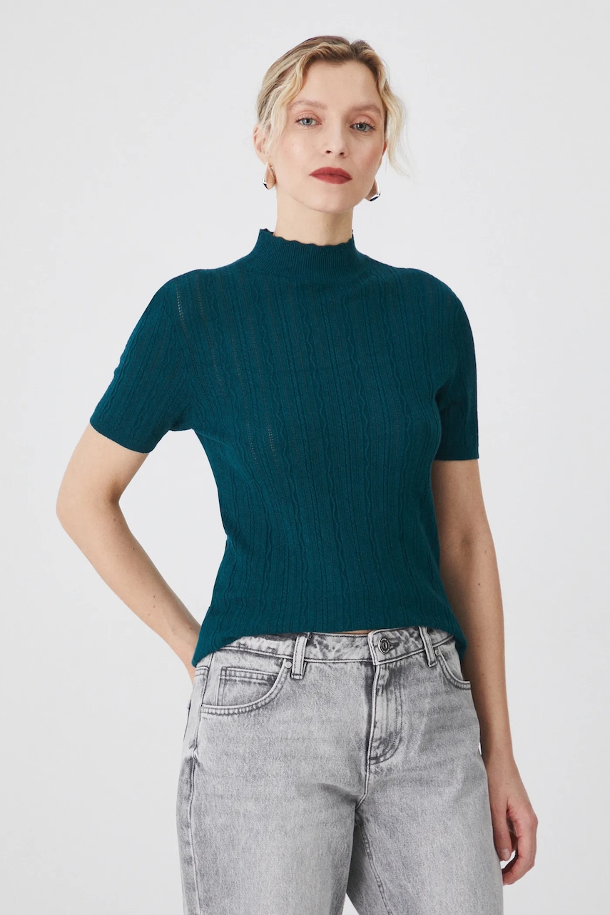 Medicine tricou culoarea verde, cu turtleneck
